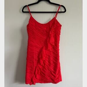 REBECCA TAYLOR Red Silk Dress Size 4